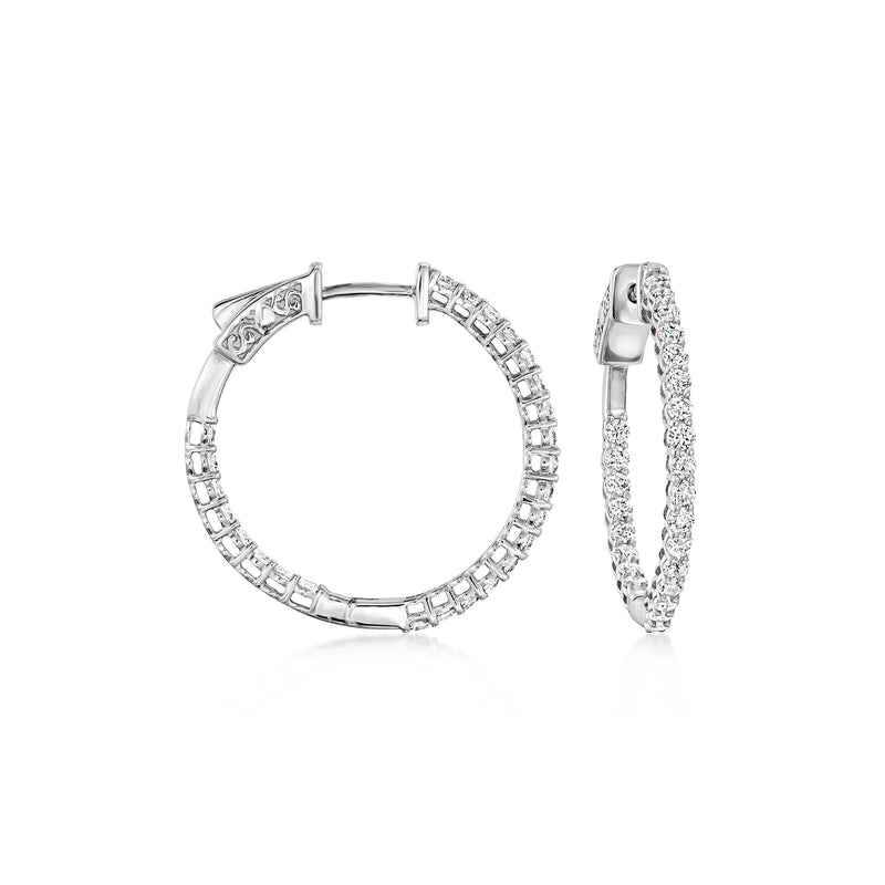 Lab-grown diamond inside-outside hoop earrings in 14kt white gold