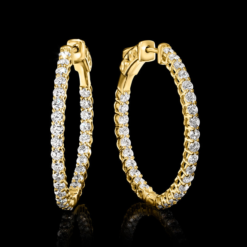14kt yellow gold inside-outside hoop earrings with lab-grown diamonds