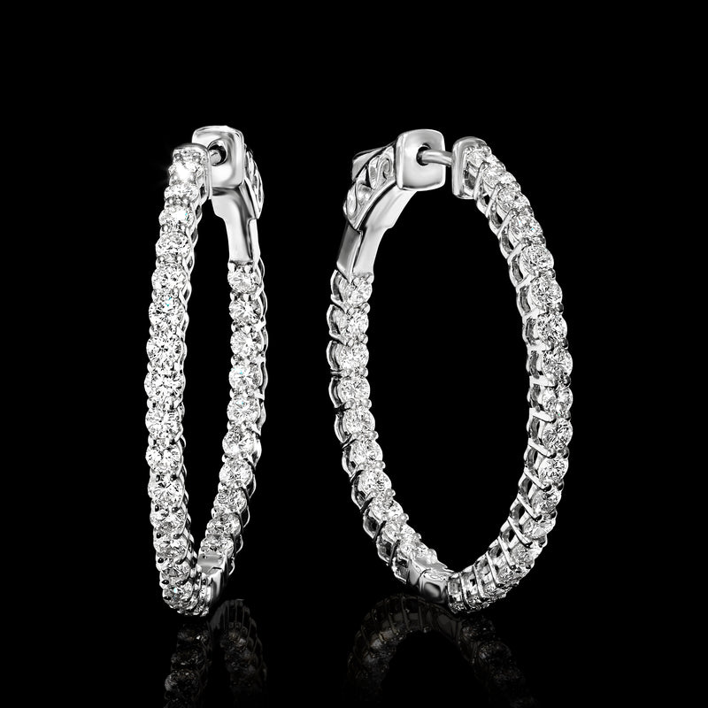 Lab-grown diamond inside-outside hoop earrings in 14kt white gold