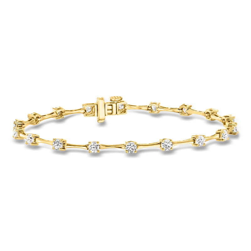 18kt gold-over-sterling station bracelet with lab-grown diamond stations and box clasp
