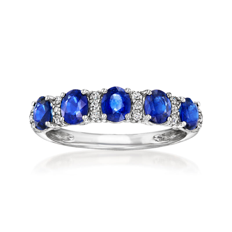 1.60 ct. t.w. Sapphire Ring with Diamonds in Platinum