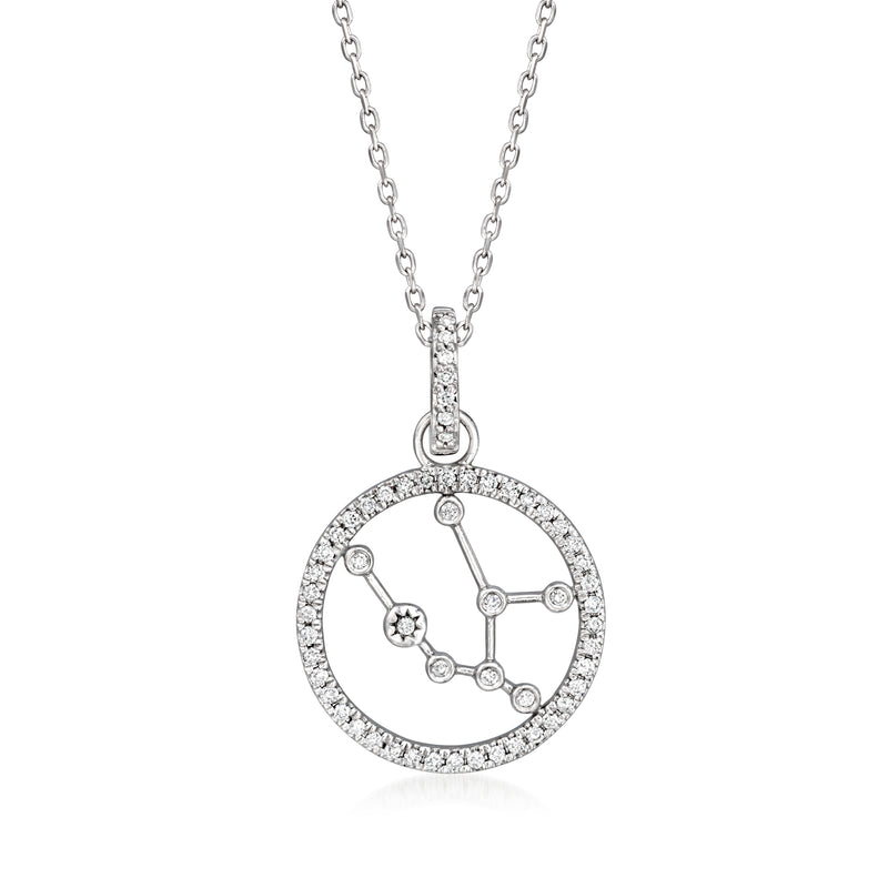 Round diamond constellation pendant necklace in white gold with star cluster center