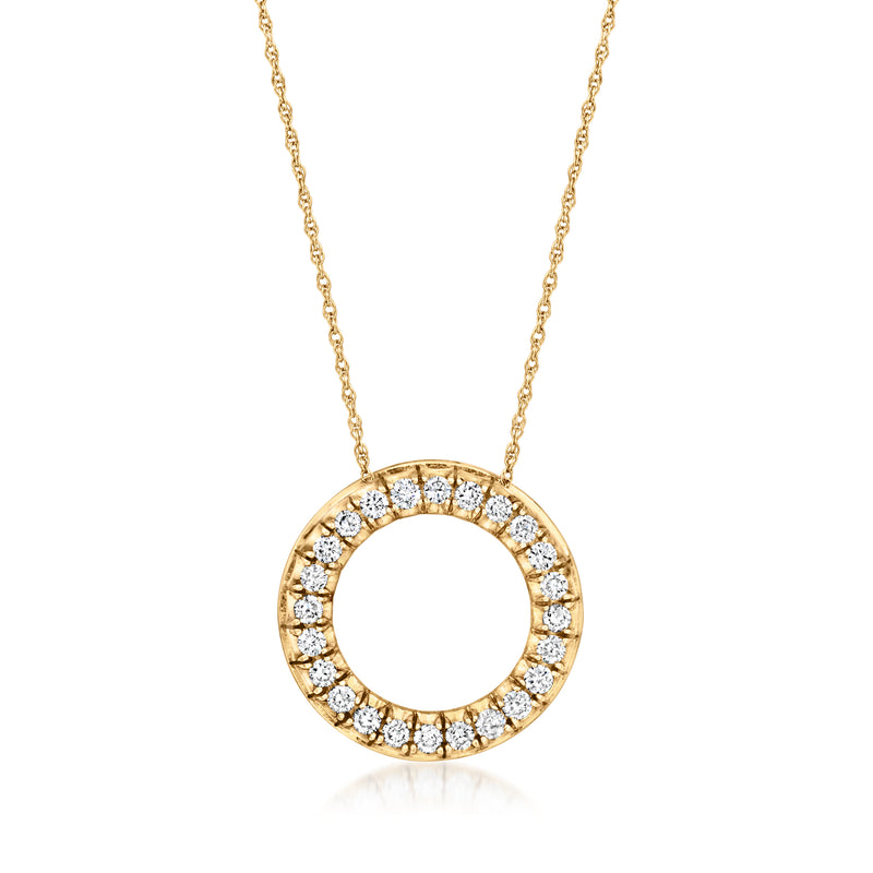 Vintage diamond eternity circle pendant necklace in 14kt yellow gold