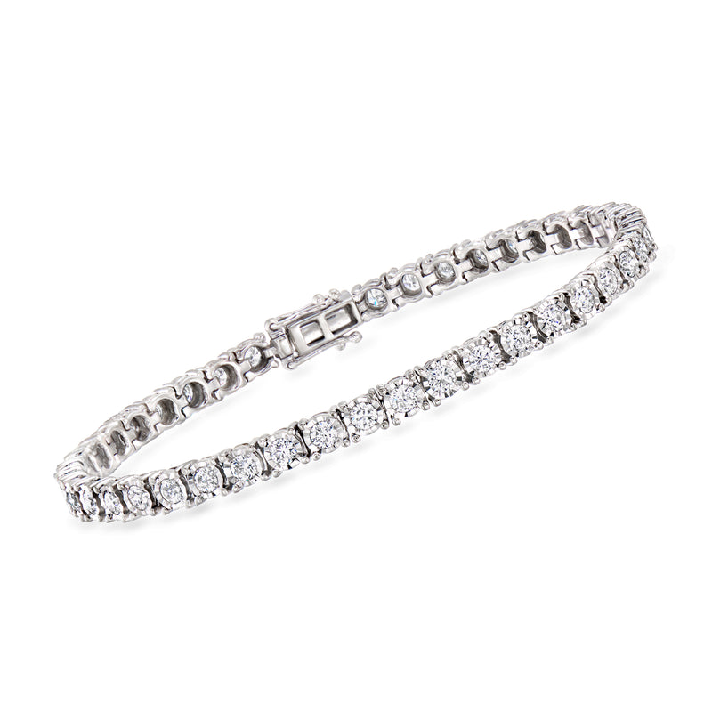 Vintage diamond tennis bracelet in 14kt white gold