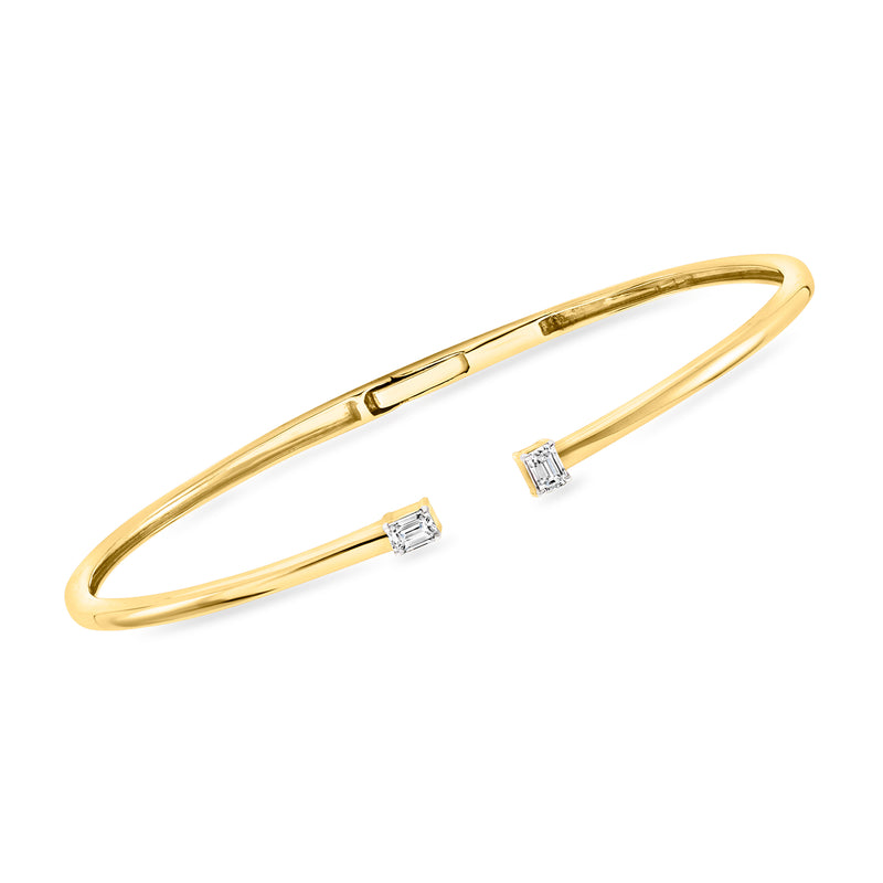 18kt gold vermeil diamond cuff bracelet with three square bezel-set stones