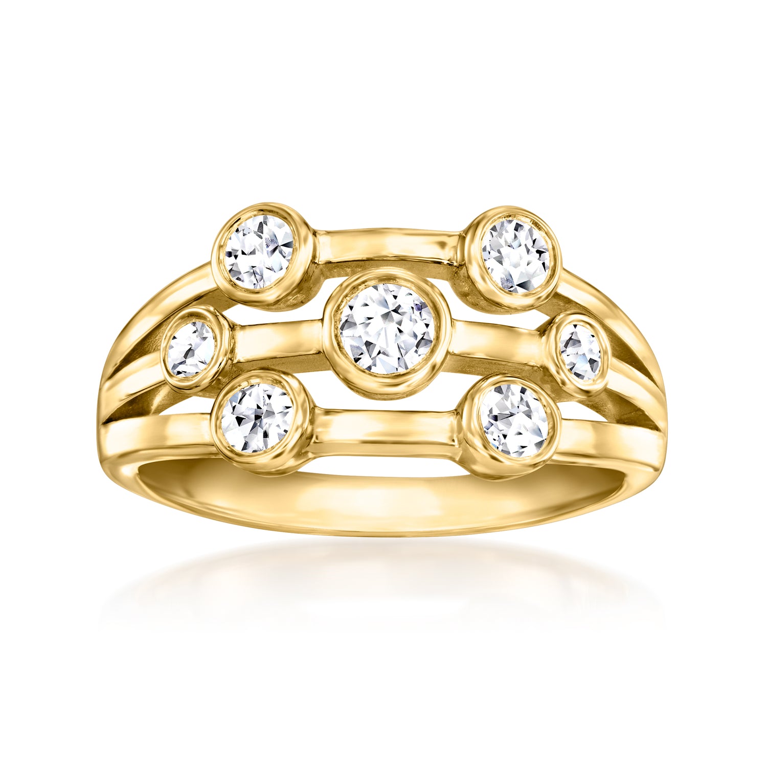 .50 ct. t.w. Bezel-Set Lab Grown Diamond Multi-Row Ring in 18kt Gold Over Sterling
