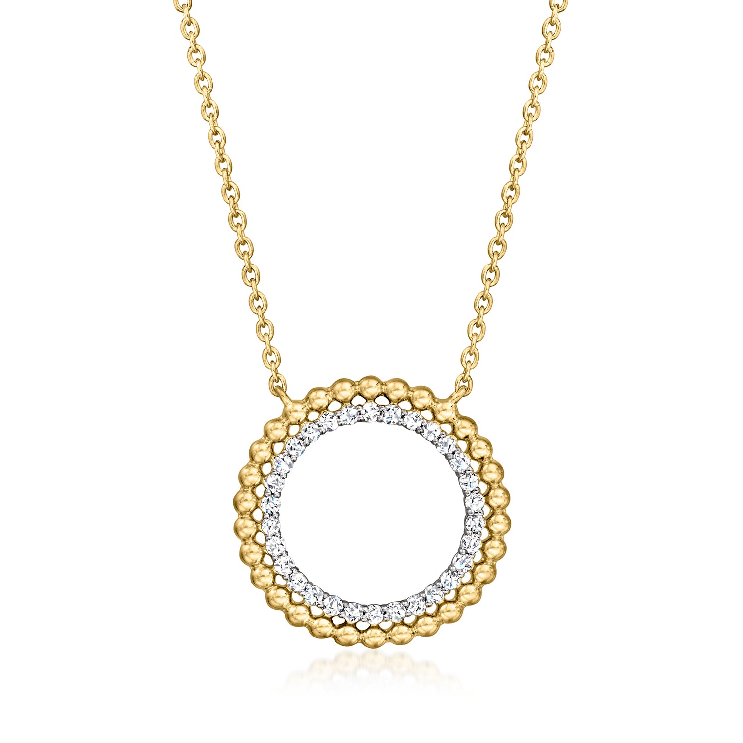 .25 ct. t.w. Diamond Beaded Eternity Circle Necklace in 18kt Gold Over Sterling