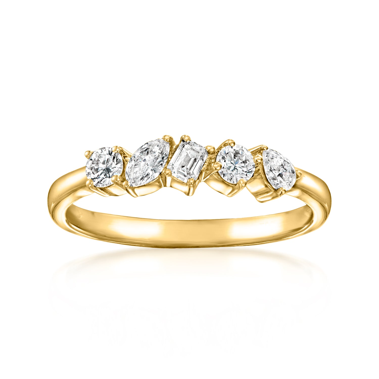 Ross-simons .50 Ct. T.w. Multi-shaped Lab Grown Diamond Ring In 18kt Gold Over Sterling