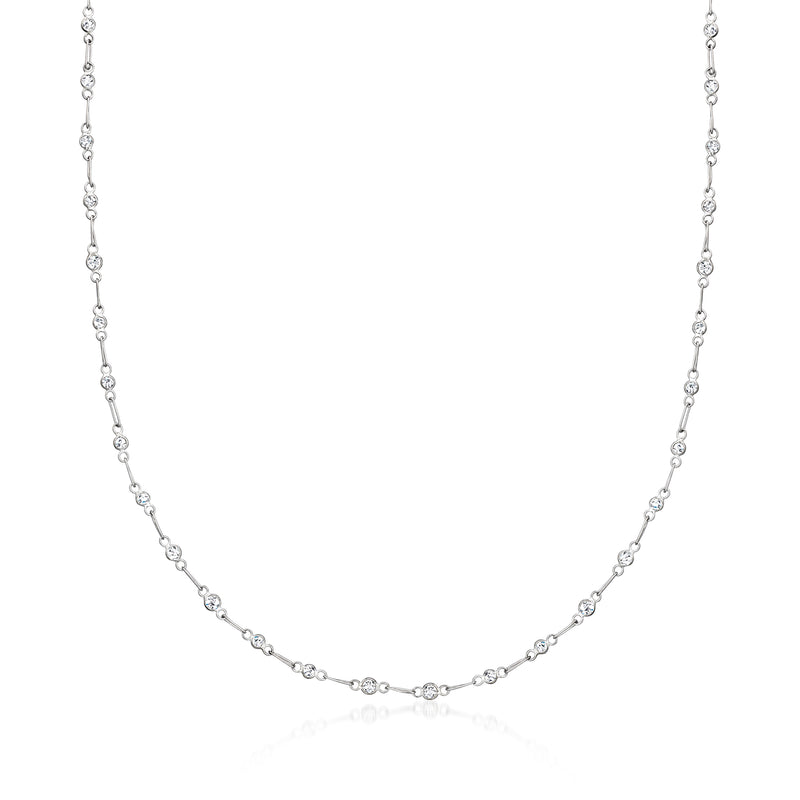 Platinum diamond station necklace with round diamonds