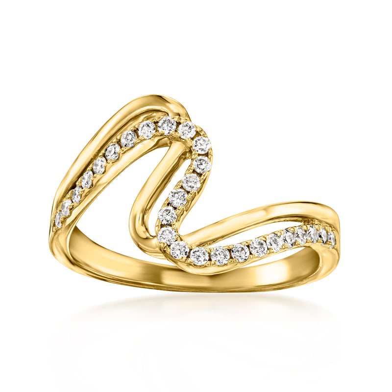 Lab-grown diamond wavy ring in 18kt gold over sterling silver
