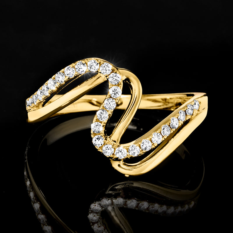 Wavy lab-grown diamond ring in 18kt gold over sterling