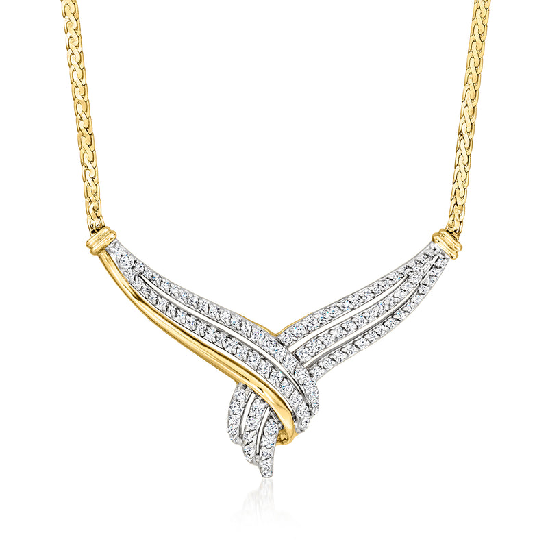 Diamond knot necklace in 14kt yellow gold with pavé-style diamonds