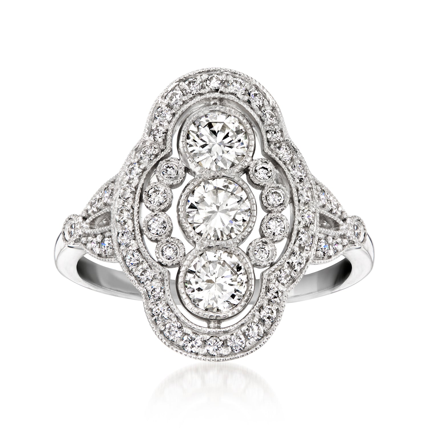C. 2023 Vintage 1.12 ct. t.w. Diamond Cluster Ring in Platinum