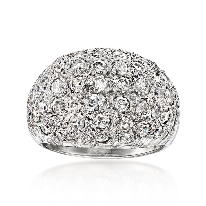 Vintage diamond dome ring in white gold