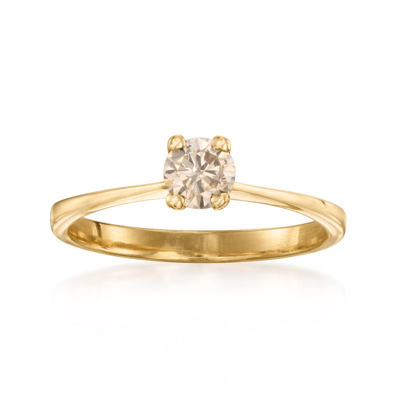Vintage 10kt yellow gold diamond ring with round center stone