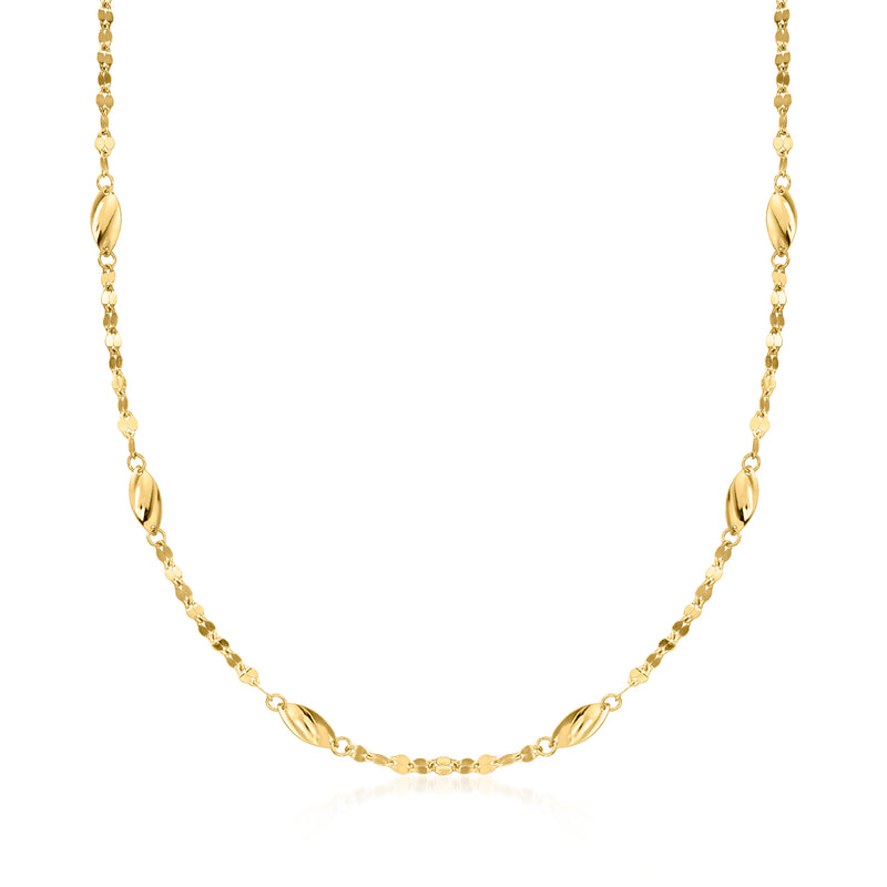 18kt gold over sterling chain station necklace with oval link stations
