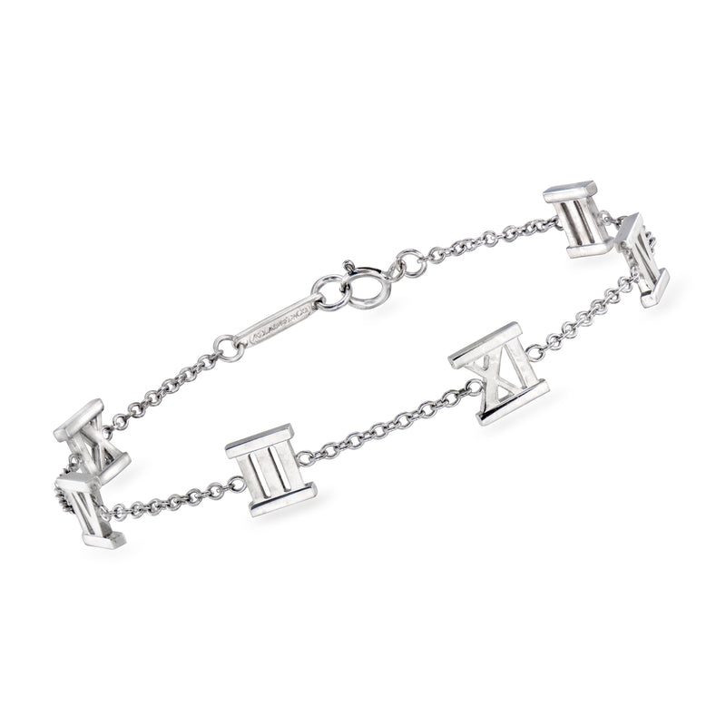 Tiffany Atlas 18kt white gold bracelet with rectangular link charms and box clasp