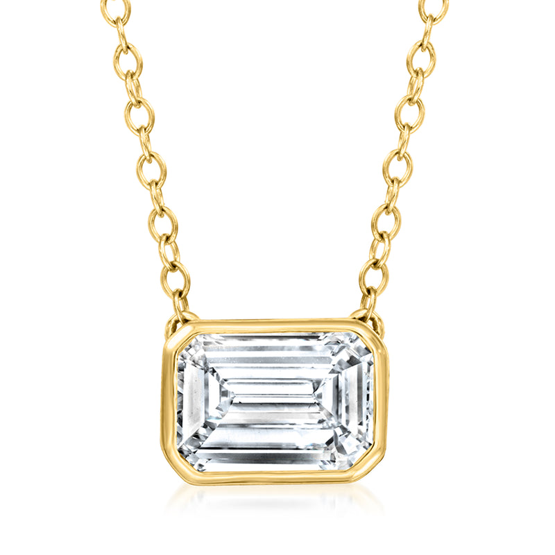 14kt yellow gold necklace with emerald-cut lab diamond pendant on link chain