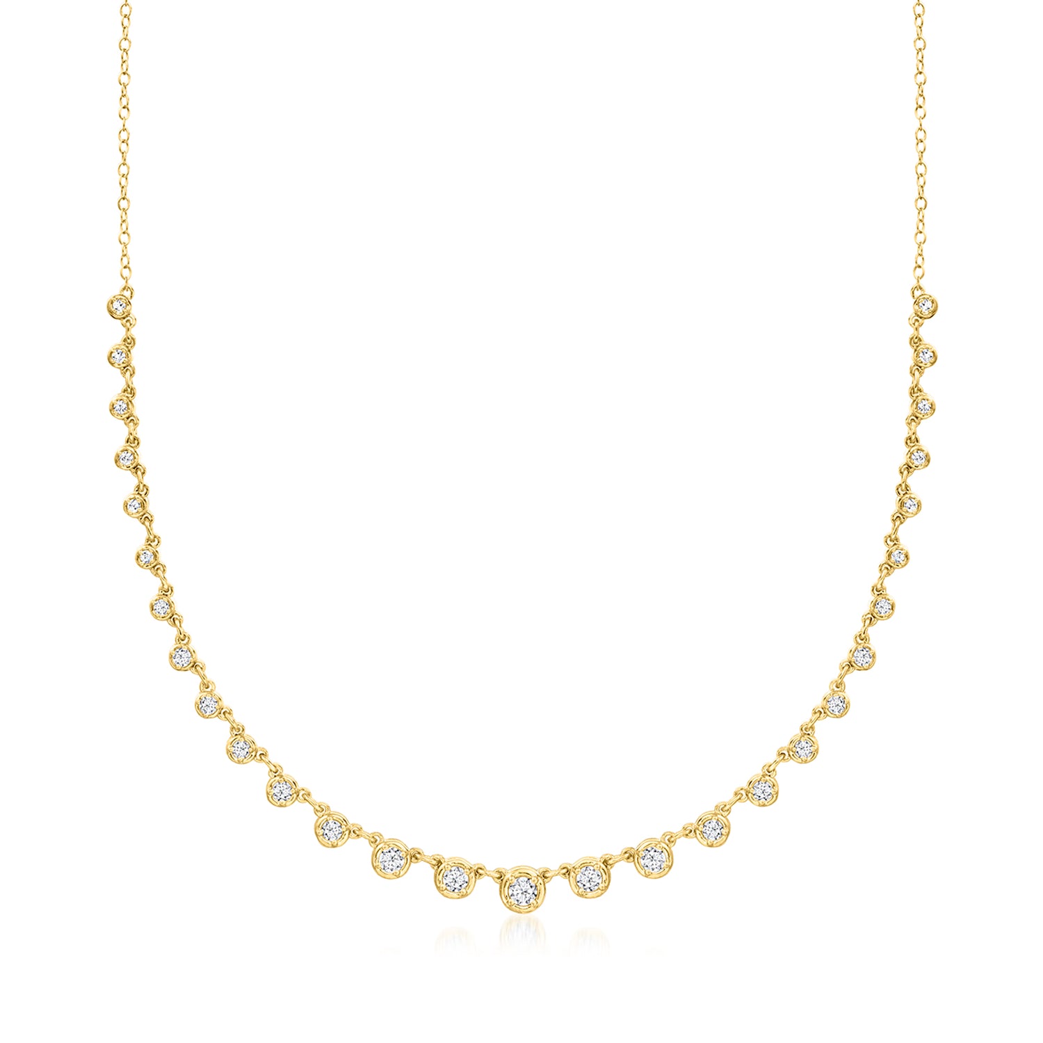 1.00 ct. t.w. Graduated Bezel-Set Lab Grown Diamond Necklace in 18kt Gold Over Sterling