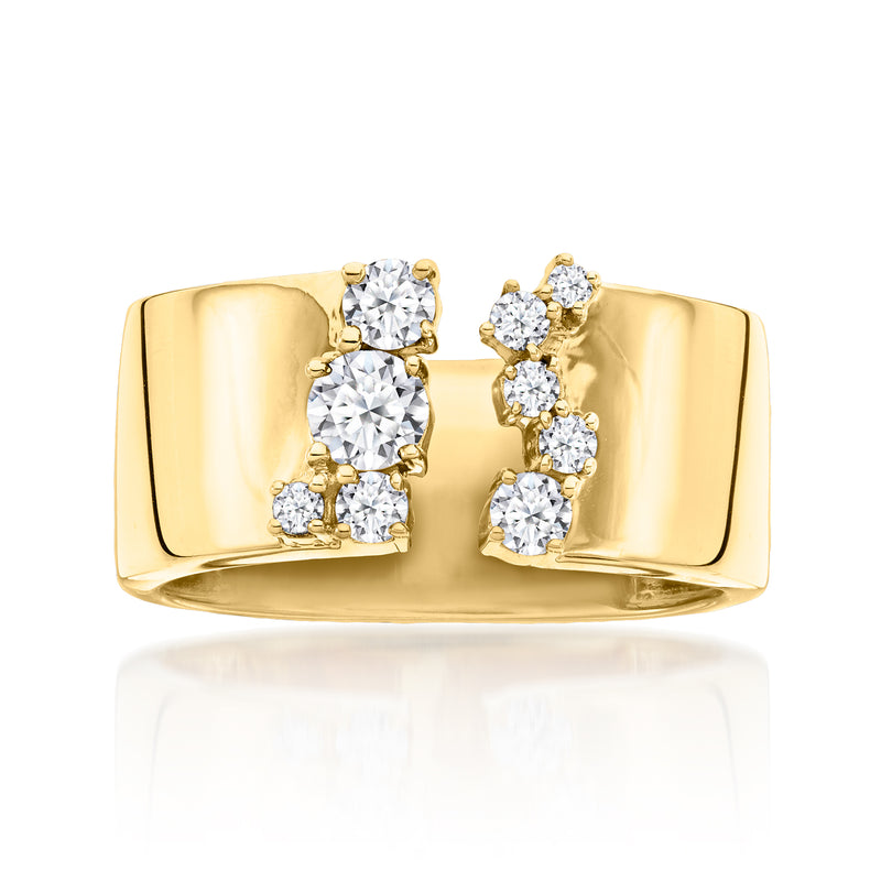 18kt gold over sterling open-space ring with clustered round lab diamonds