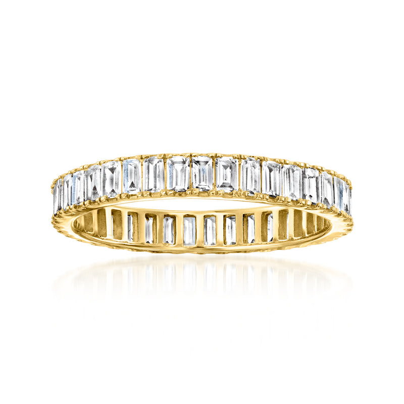14kt yellow gold baguette lab-grown diamond eternity band with channel-set stones