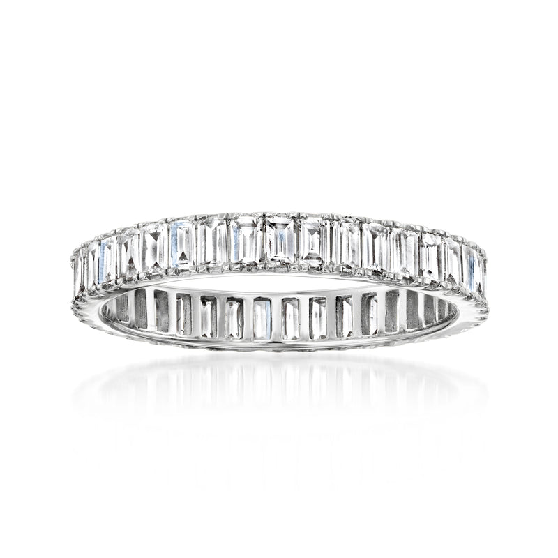 14kt white gold eternity band with baguette-cut lab-grown diamond rows