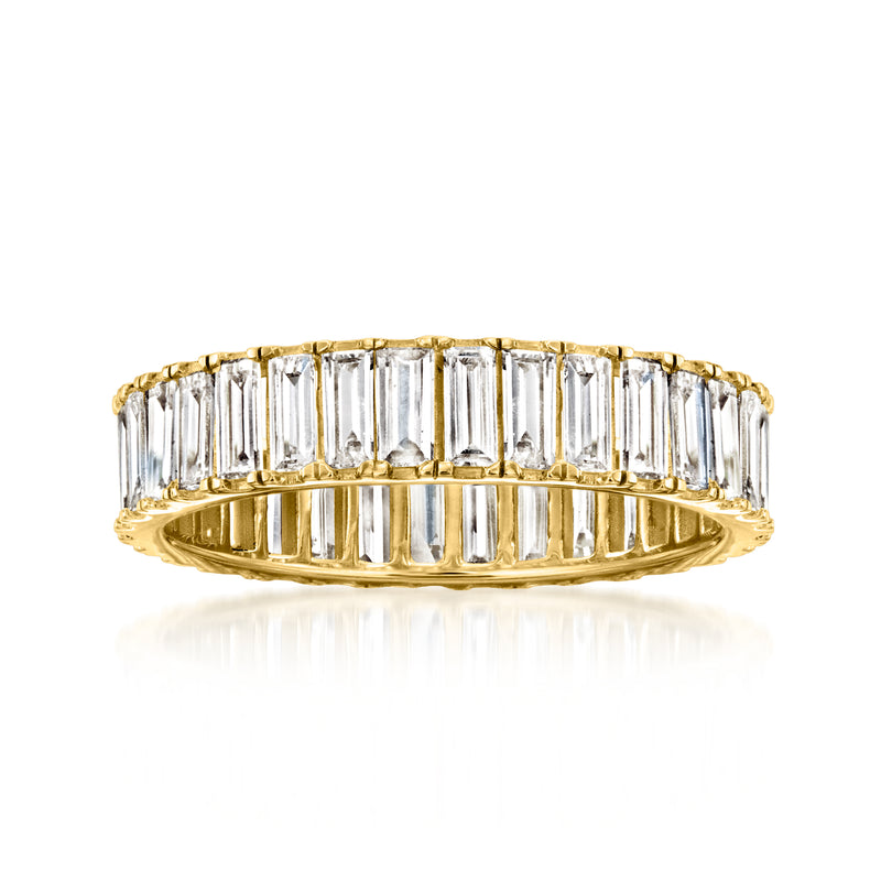 Baguette diamond eternity band in 14kt yellow gold with clear baguette stones
