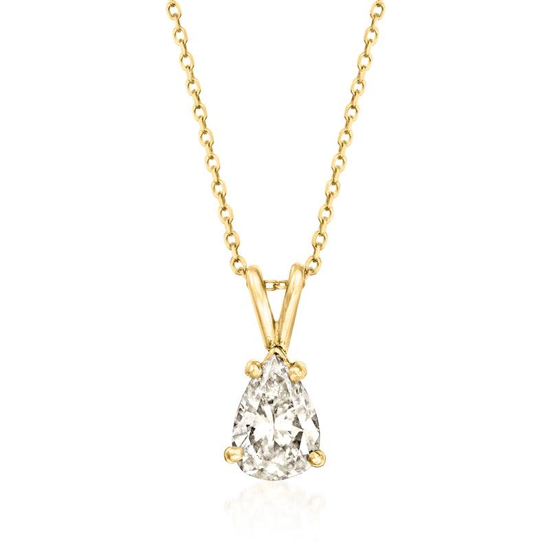 14kt yellow gold pendant necklace with teardrop diamond centerpiece