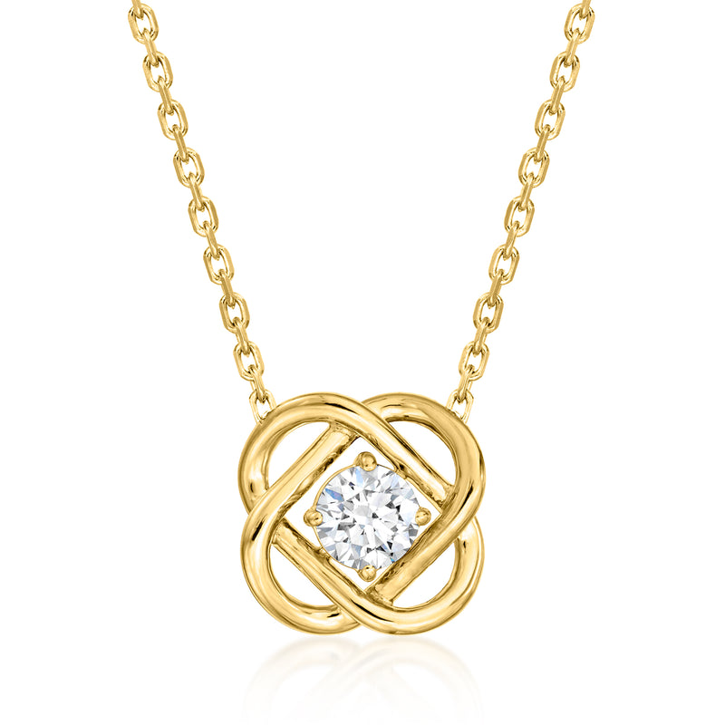 Gold Celtic knot diamond pendant with round lab-grown stone on chain