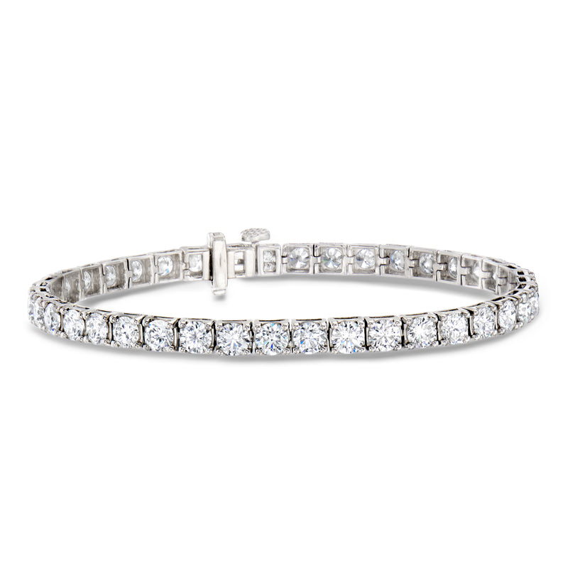 Platinum tennis bracelet with lab-grown diamond row of round stones
