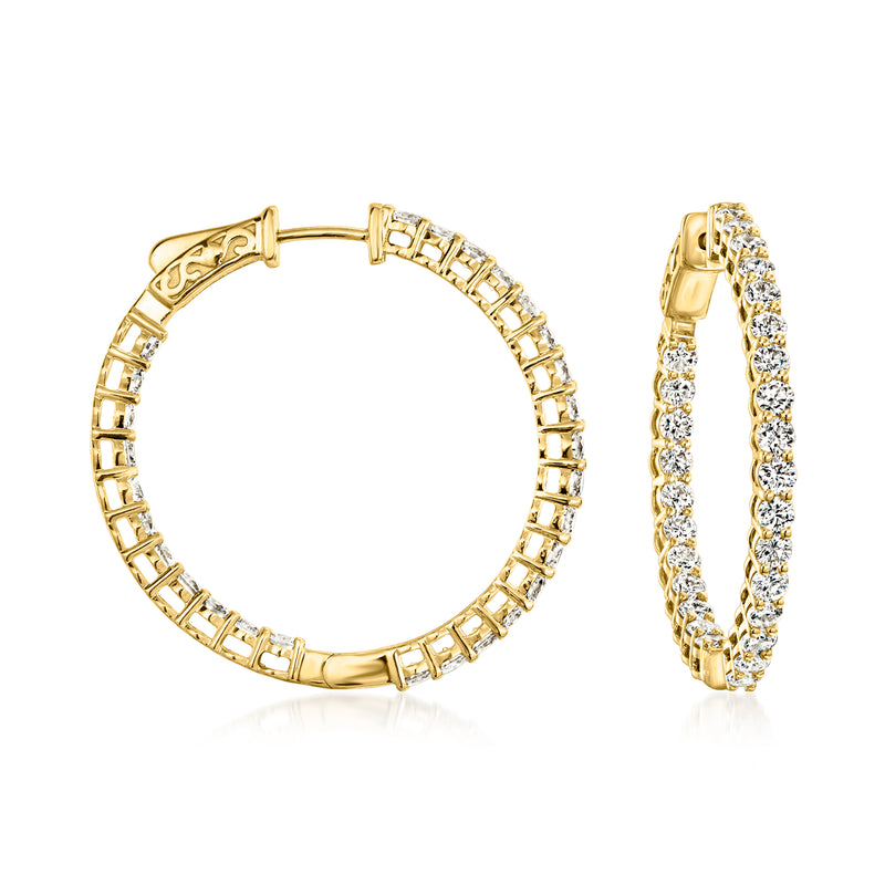 14kt yellow gold lab-grown diamond inside-outside hoop earrings