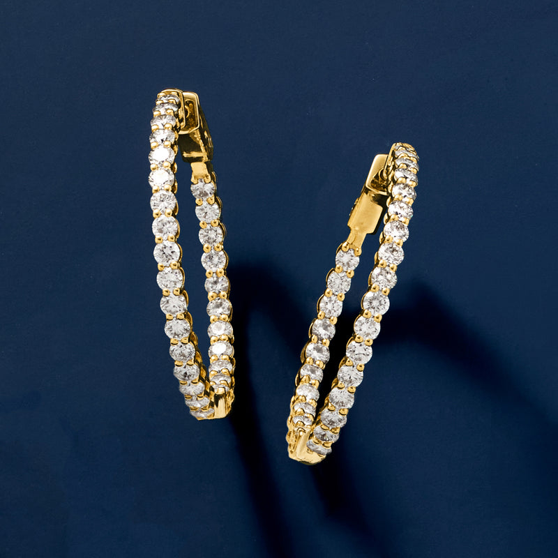 14kt yellow gold inside-outside hoop earrings with round lab-grown diamonds