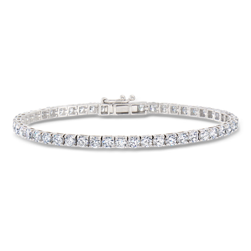 Platinum tennis bracelet with lab-grown diamonds in a continuous row