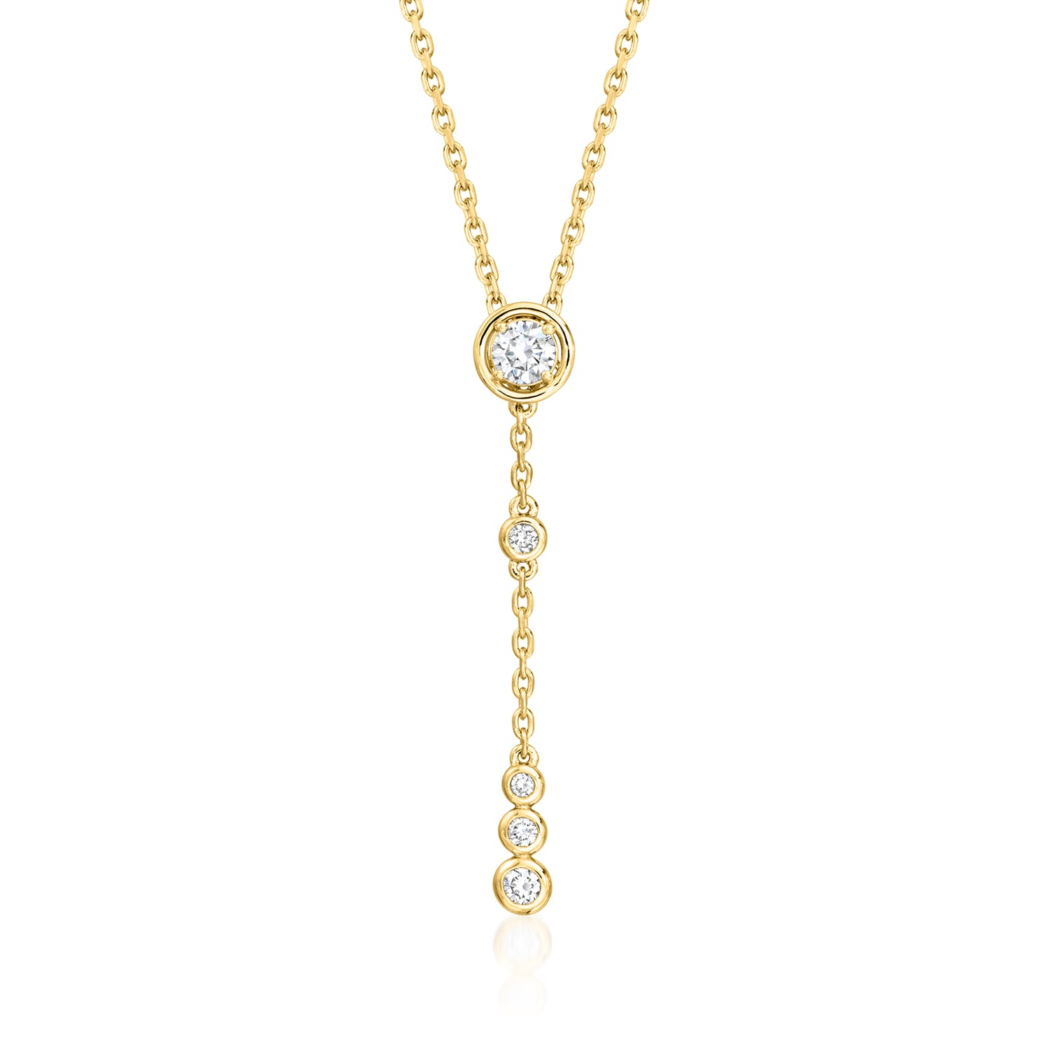 .40 ct. t.w. Bezel-Set Lab Grown Diamond Y-Necklace in 18kt Gold Over Sterling