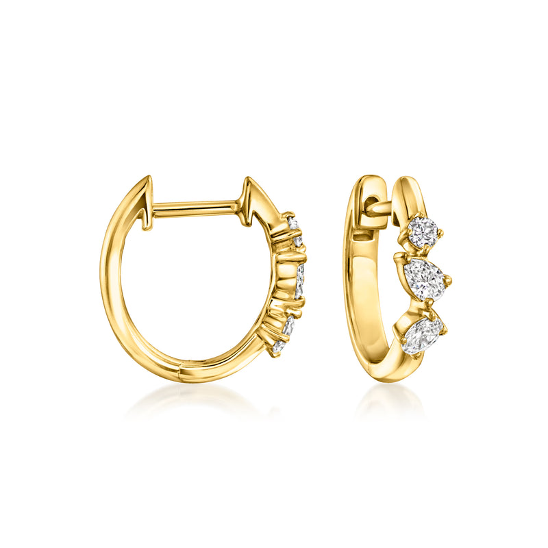 18kt gold over sterling hoop earrings with multi-shape lab-grown diamond accents