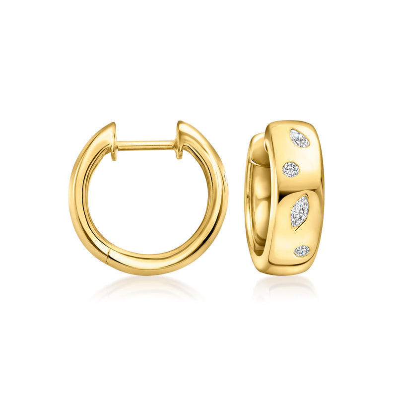18kt gold over sterling hoop earrings with scattered round diamonds