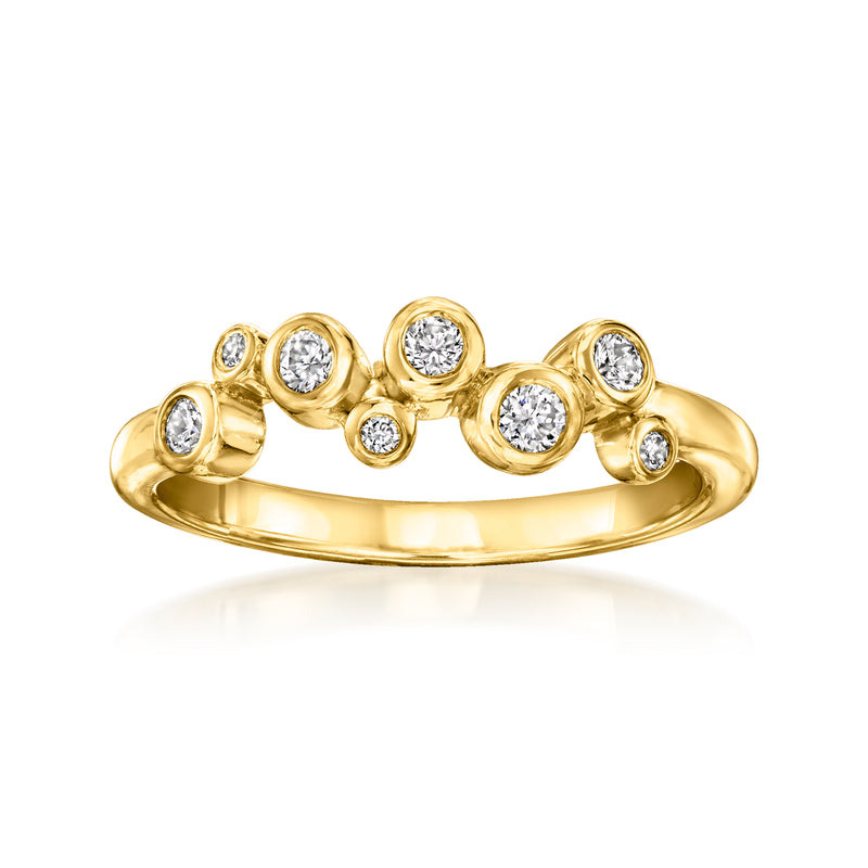 18k gold over sterling zigzag ring with round bezel-set diamonds