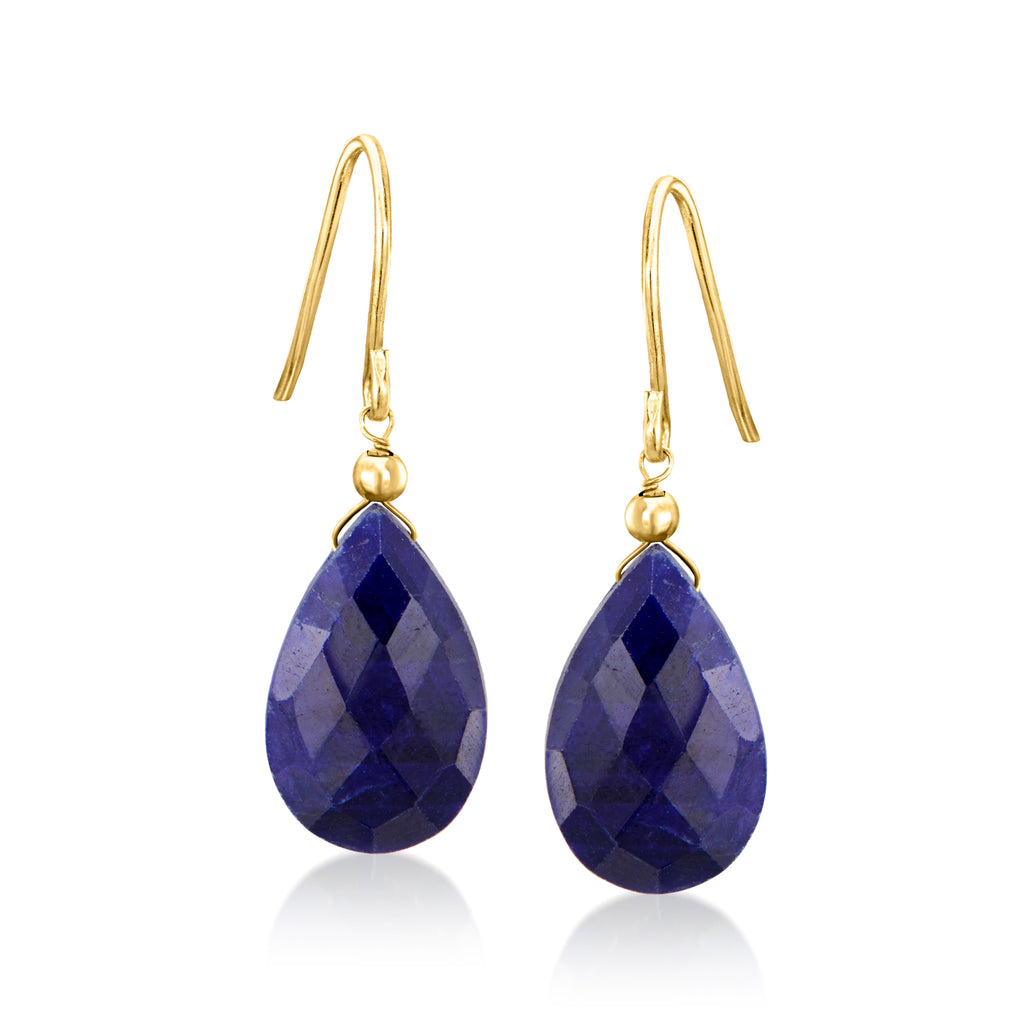 10.00 ct. t.w. Sapphire Drop Earrings 10kt Yellow Gold
