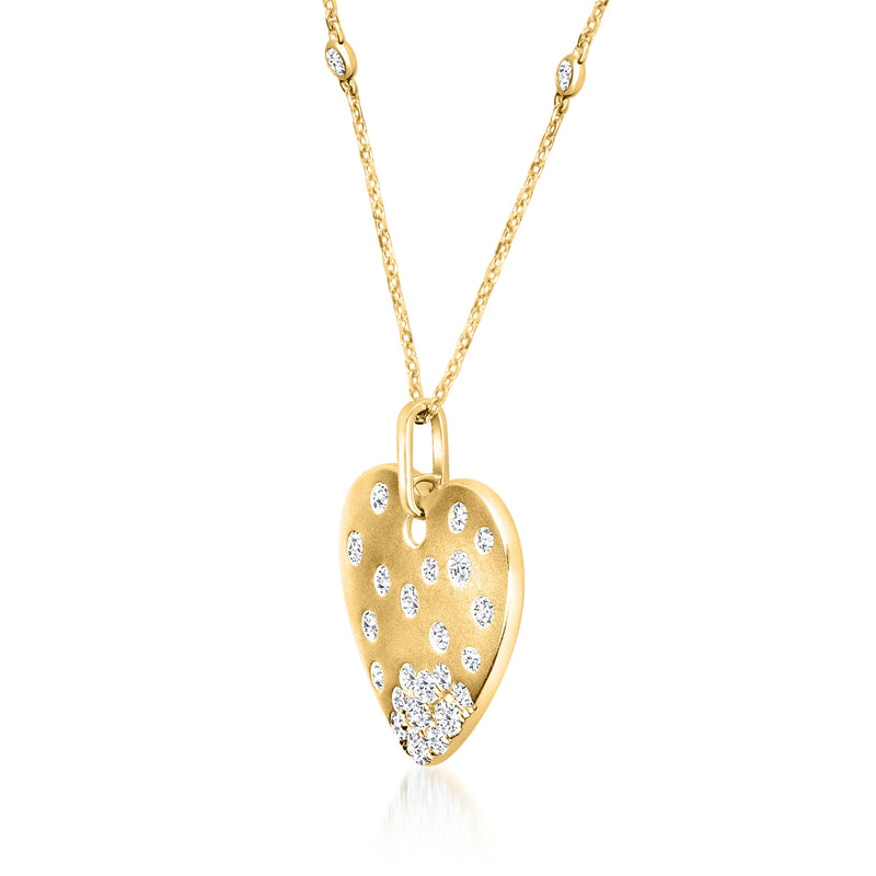 .80 ct. t.w. Scattered-Diamond Heart Pendant Necklace in 14kt Yellow Gold. 16"