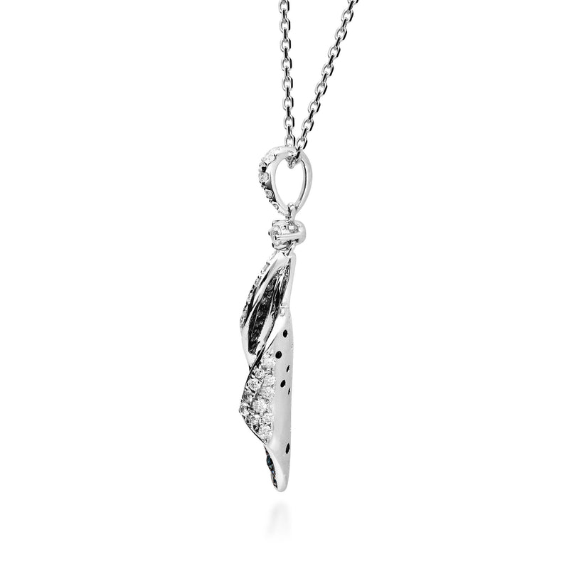 .60 ct. t.w. Blue and White Diamond Leaf Pendant Necklace in 14kt White Gold. 16"