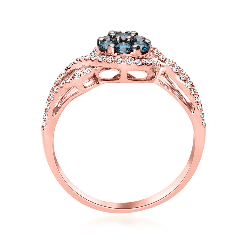 .60 ct. t.w. Blue and White Diamond Cluster Ring in 14kt Rose Gold
