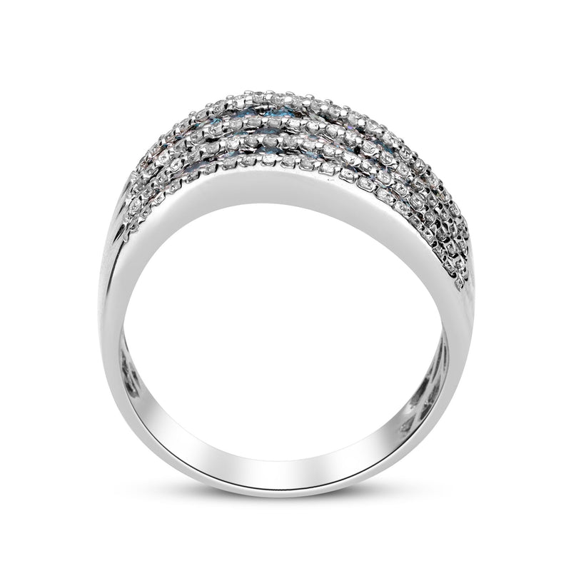 1.50 ct. t.w. Blue and White Diamond Striped Ring in 14kt White Gold