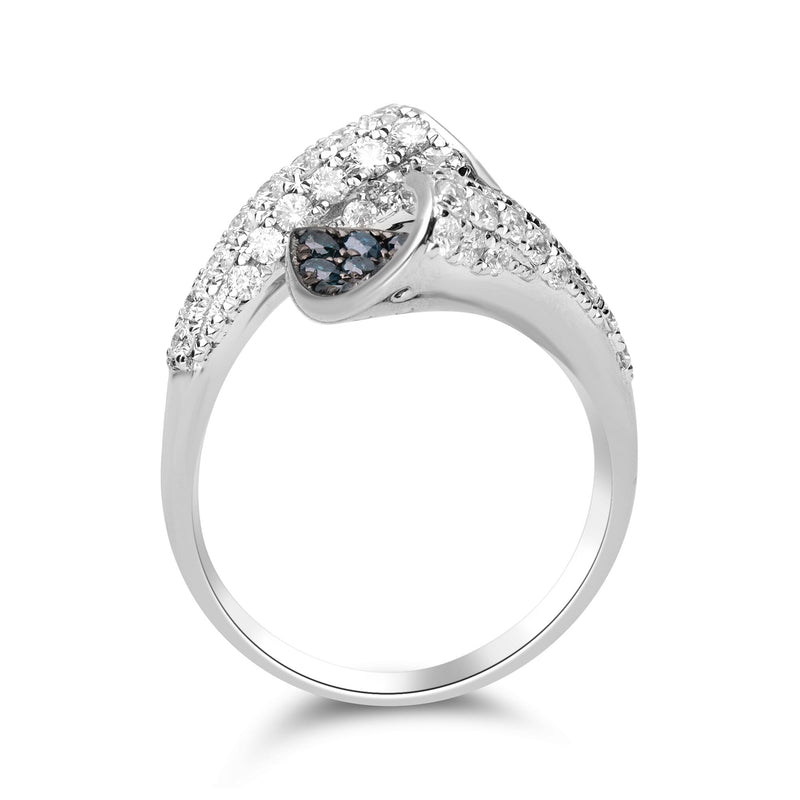 1.60 ct. t.w. Blue and White Diamond Bypass Ring in 14kt White Gold
