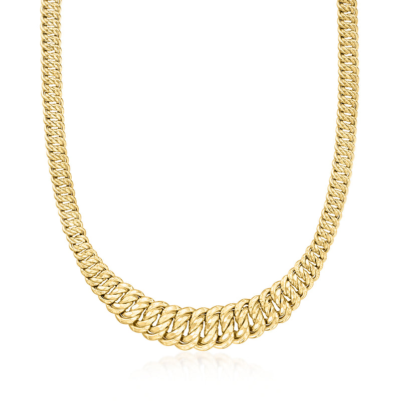 18kt yellow gold graduated Americana-link chain necklace