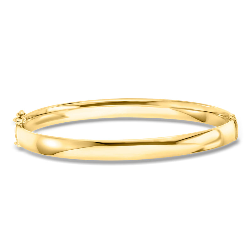 14k yellow gold bangle bracelet with hinged clasp ends