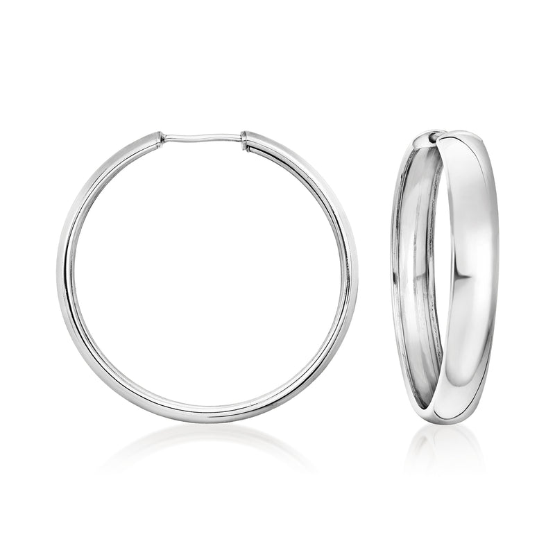 Sterling silver endless hoop earrings, round hoop with hinged clasp