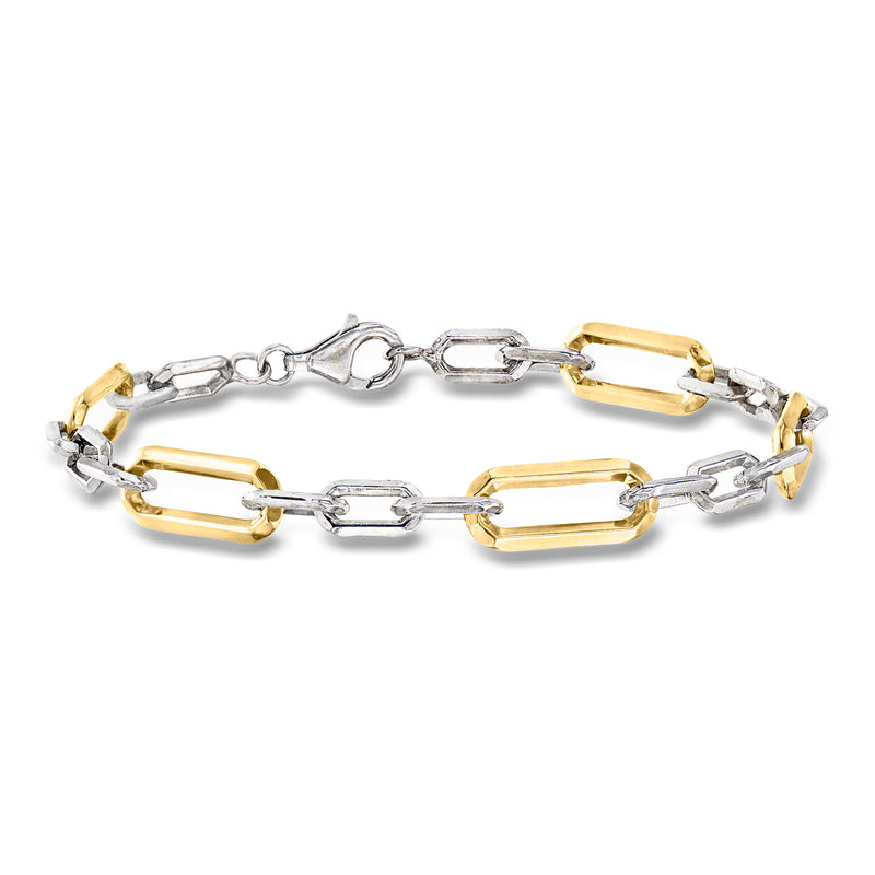 Two-tone link bracelet with silver and 18kt gold over sterling accents