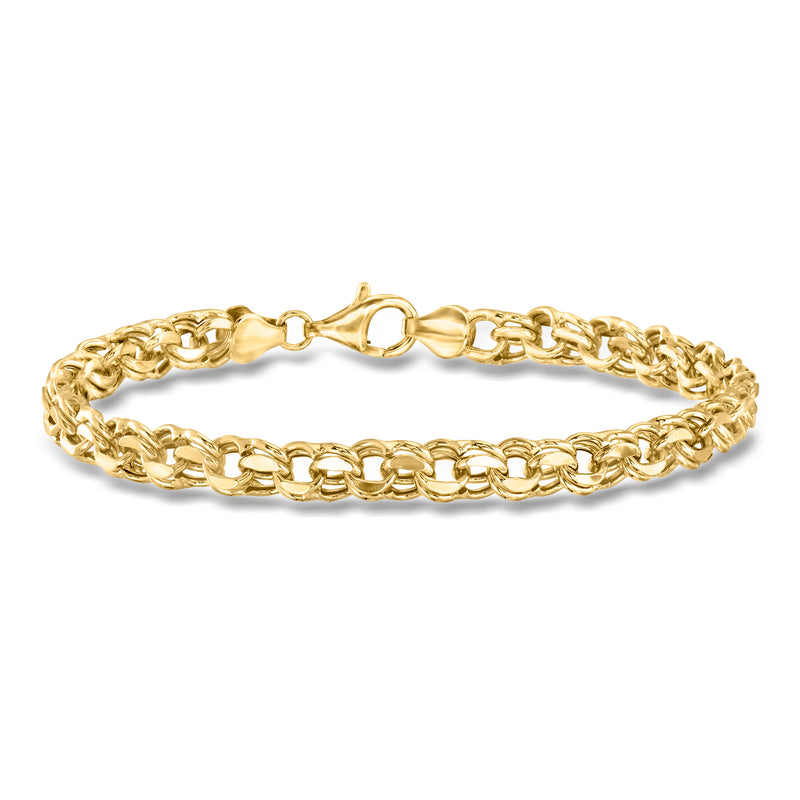 18kt gold-over-sterling rolo-link bracelet with faceted links and clasp, gold tone