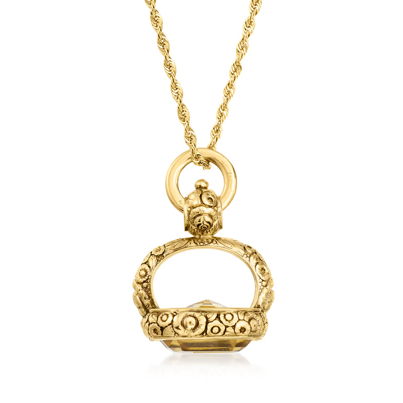 14kt yellow gold doorknocker pendant necklace with ornate circular clasp detail