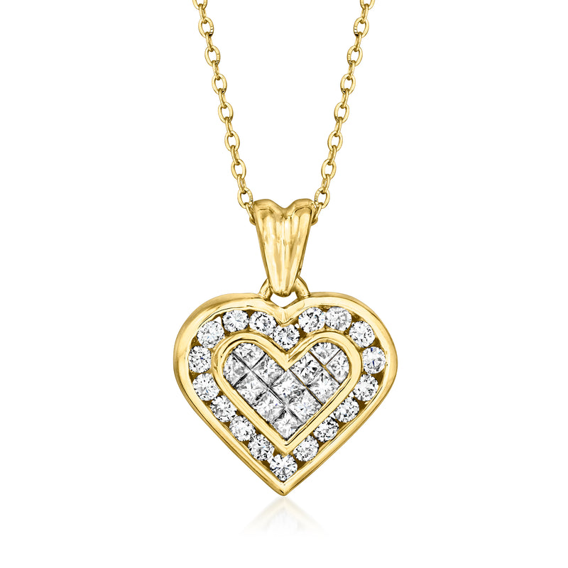Diamond heart pendant necklace in 18kt yellow gold